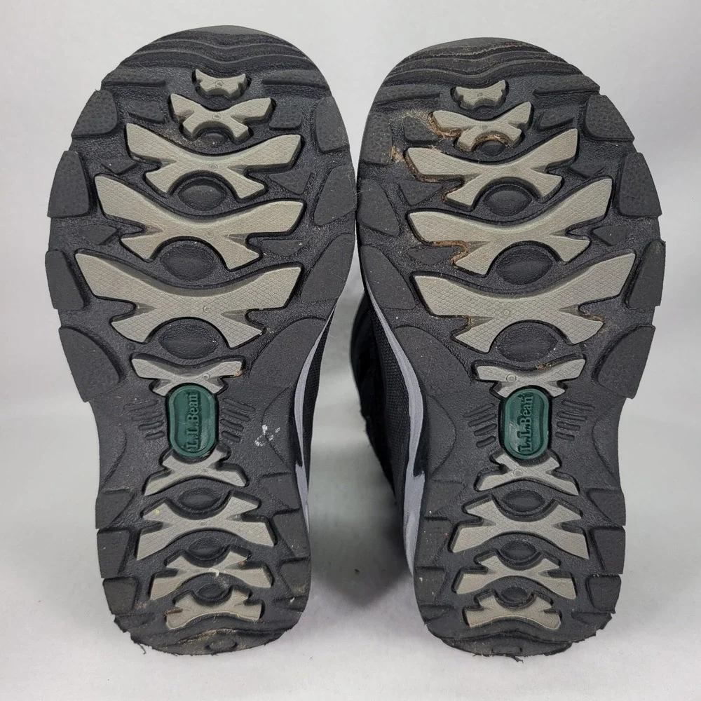 LL BEAN Boots Kids 11 Insulated Snow Boots Waterproof Black Suede Ski Snow Shoe